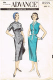 1950s Vintage Advance Sewing Pattern 8555 Uncut Misses Wiggle Dress Size 12 32 B