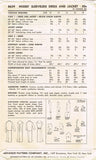 1950s Vintage Advance Sewing Pattern 8639 Uncut Misses Dress & Jacket Sz 32 Bust