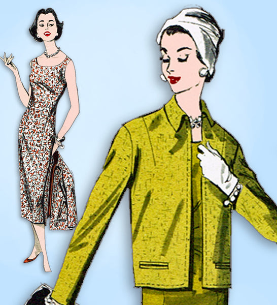 1950s Vintage Advance Sewing Pattern 8639 Uncut Misses Dress & Jacket Sz 32 Bust