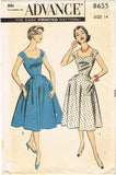 1950s Vintage Advance Sewing Pattern 8655 Misses Sweetheart Sun Dress Size 34 B