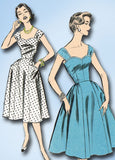 1950s Vintage Advance Sewing Pattern 8655 Misses Sweetheart Sun Dress Size 34 B