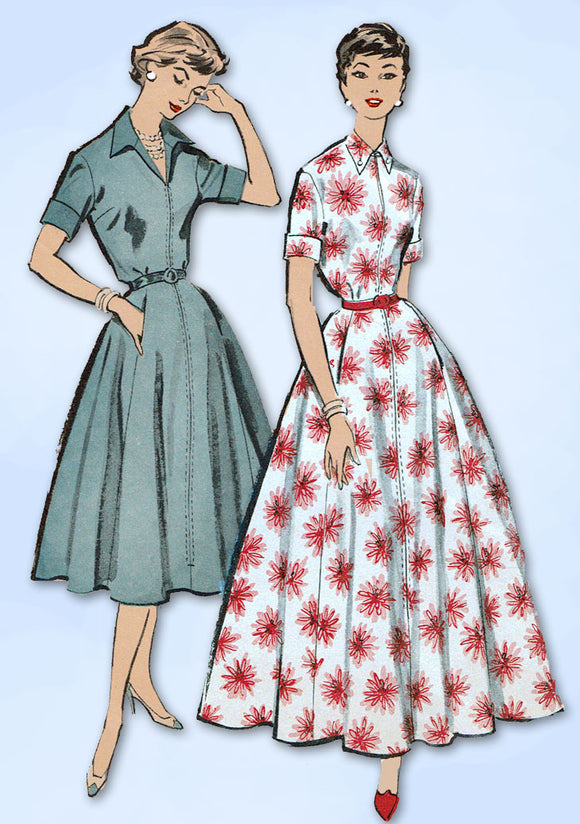 1950s Vintage Advance Sewing Pattern 8666 Misses Housecoat or Dress Size 32 Bust