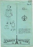 1930s Original Vintage Advance Sewing Pattern 869 Toddler Girls Bloomer Dress 6
