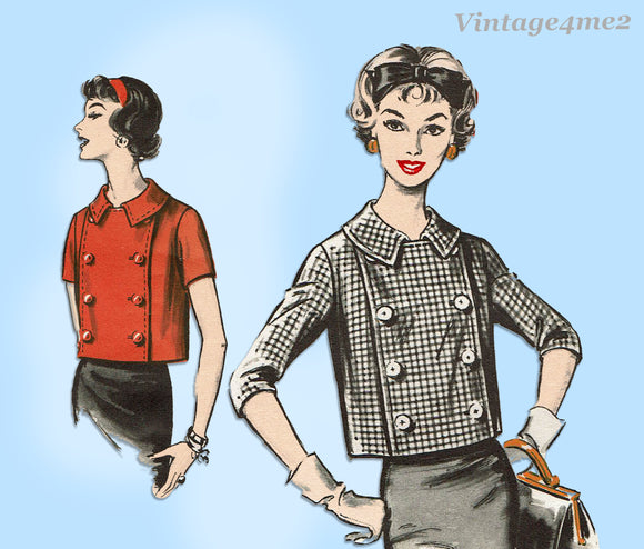 Advance 8786: 1950s Cute Uncut Misses Jacket Sz 34 Bust Vintage Sewing Pattern