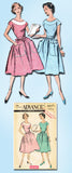 1950s Vintage Advance Sewing Pattern 8847 Uncut Misses Back Wrap Apron Dress 36B