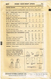 1950s Vintage Advance Sewing Pattern 8847 Uncut Misses Back Wrap Apron Dress 36B