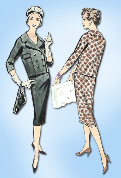 1950s Vintage Advance Sewing Pattern 8865 Plus Size Ladies Mid Mod Suit Sz 41 B