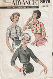 1950s Vintage Advance Sewing Pattern 8878 Uncut Misses Waist Jacket Sz 31 Bust