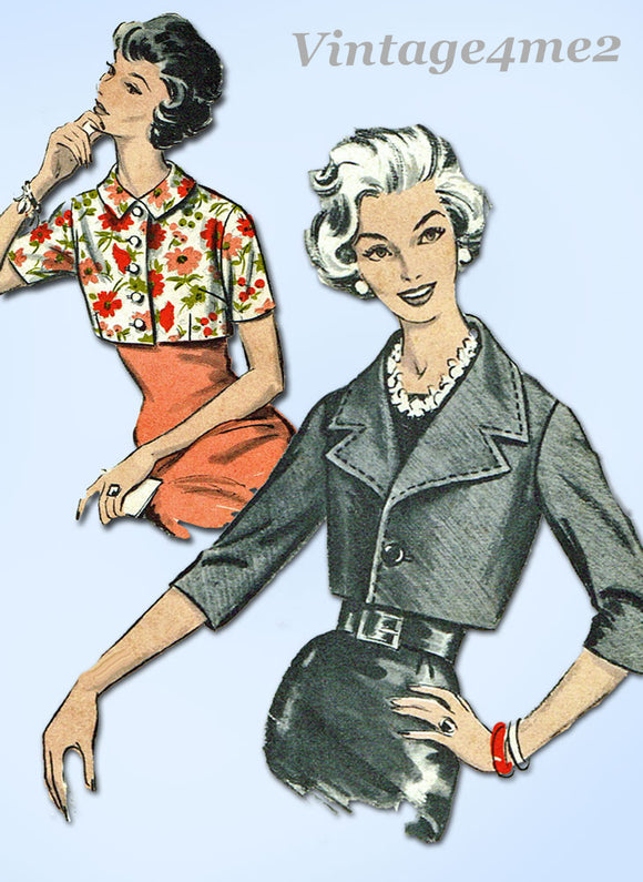 1950s Vintage Advance Sewing Pattern 8878 Uncut Misses Waist Jacket Sz 31 Bust