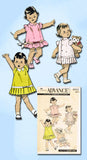 1950s Vintage Advance Sewing Pattern 8900 Toddler Girls Drop Waist Dress Size 2