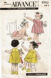 1950s Vintage Advance Sewing Pattern 8902 Cute Baby Girls Pleated Dress Size 2