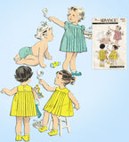 1950s Vintage Advance Sewing Pattern 8902 Cute Baby Girls Pleated Dress Size 2
