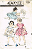 1950s Vintage Advance Sewing Pattern 8906 Toddler Girls Dress and Apron Size 6