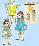 Advance 8975: 1950s Cute Baby Girls Pleated Dress Size 2 Vintage Sewing Pattern - Vintage4me2