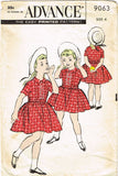 1950s Vintage Advance Sewing Pattern Toddler Girls Shirtwaist Dress Size 4 23B