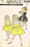 1950s Vintage Toddler Girls Jumper Dress Advance Sewing Pattern 9066 Size 4