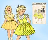 1950s Vintage Toddler Girls Jumper Dress Advance Sewing Pattern 9066 Size 4