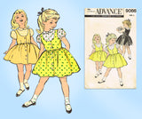 1950s Vintage Toddler Girls Jumper Dress Advance Sewing Pattern 9066 Size 4
