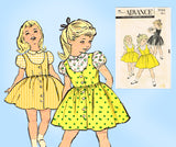 1950s Vintage Toddler Girls Jumper Dress Advance Sewing Pattern 9066 Size 5