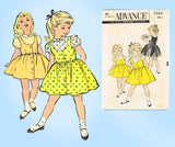 1950s Vintage Toddler Girls Jumper Dress Advance Sewing Pattern 9066 Size 5