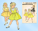 1950s Vintage Toddler Girls Jumper Dress Advance Sewing Pattern 9066 Size 6