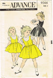 1950s Vintage Toddler Girls Jumper Dress Advance Sewing Pattern 9066 Size 5