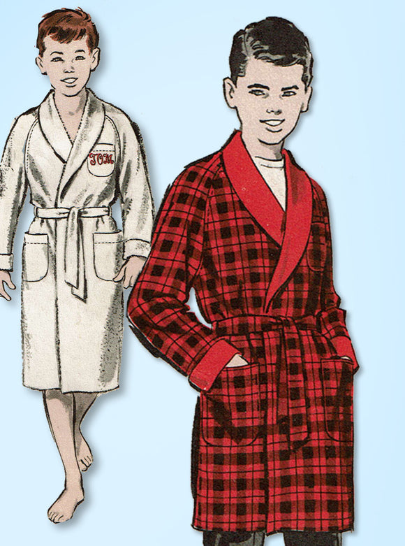 1950s Vintage Advance Sewing Pattern 9214 Uncut Boys Raglan Bath Robe Size 14