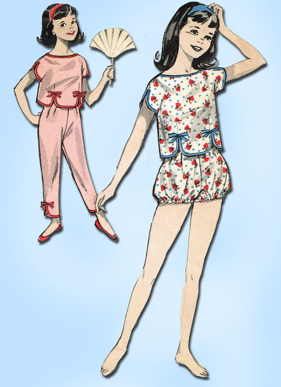 1960s Vintage Advance Sewing Pattern 9216 Little Girls Shortie Pajamas Size 10