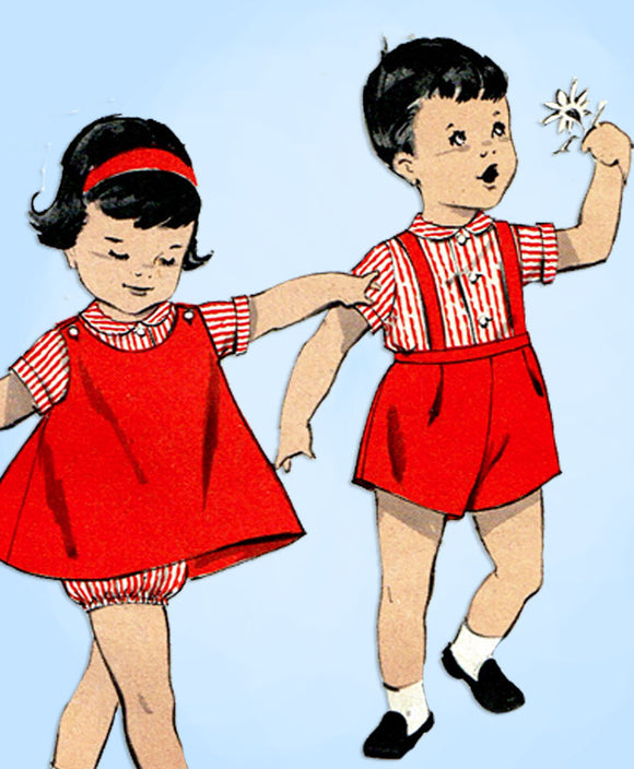 1960s Vintage Advance Sewing Pattern 9245 Baby Boys and Girls Twins Suit Size 2 - Vintage4me2