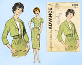 Advance 9295: 1960s Chic Misses Dress & Jacket Sz 36 B Vintage Sewing Pattern