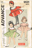 1960s Vintage Advance Sewing Pattern 9531 Easy Toddler Girls Shortie Dress Sz 2