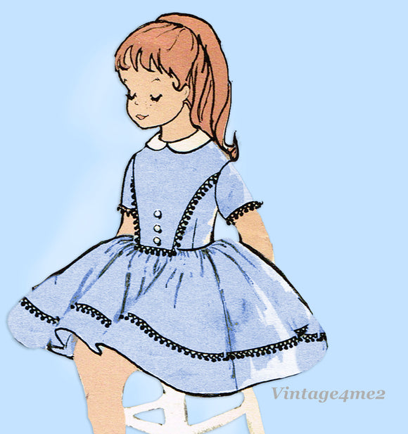 1960s Vintage Advance Sewing Pattern 9543 Cute Little Girls Dress Size 7 25 Bust