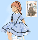 1960s Vintage Advance Sewing Pattern 9543 Cute Little Girls Dress Size 7 25 Bust