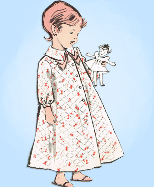 1960s Vintage Advance Sewing Pattern 9604 Toddler Girls Robe or Brunch Coat Sz 2 - Vintage4me2