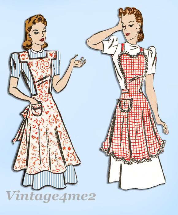 1940s Vintage Advance Sewing Pattern 9606 Misses WWII Full Bib Apron Size Small