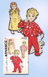 1960s Vintage Advance Sewing Pattern 9606 Uncut Girls Nightgown & Pajamas Size 4 -Vintage4me2
