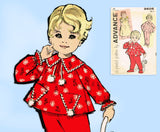 1960s Vintage Advance Sewing Pattern 9606 Toddler Girls Nightgown & Pajamas Size 3