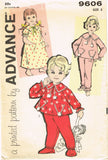 1960s Vintage Advance Sewing Pattern 9606 Toddler Girls Nightgown & Pajamas Size 3