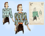 Advance 9713: 1930s Stunning Misses Blouse Sz 34 Bust Vintage Sewing Pattern