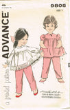 1960s Vintage Advance Sewing Pattern 9805 Baby Girls Smock Top & Pants Size 1 -Vintage4me2