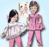 1960s Vintage Advance Sewing Pattern 9805 Cute Toddler Girls Play Clothes Size 3 -Vintage4me2