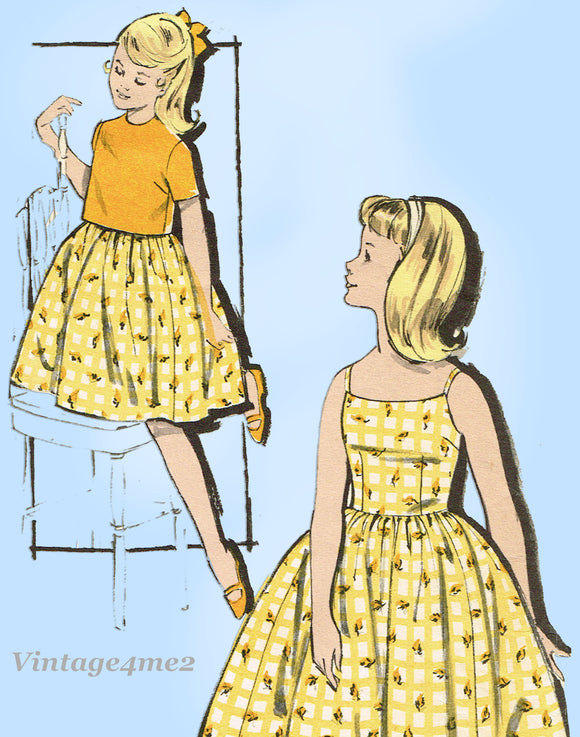 1960s Vintage Advance Sewing Pattern 9850 Uncut Little Girls Sun Dress Sz 30 B