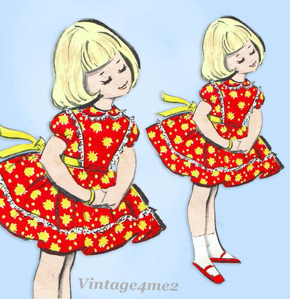 Advance 9871: 1960s Toddlers Girls Cinderella Dress Sz6 Vintage Sewing Pattern