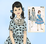 1960s Vintage Advance Sewing Pattern 9874 Uncut Little Girls Dress Sz 8