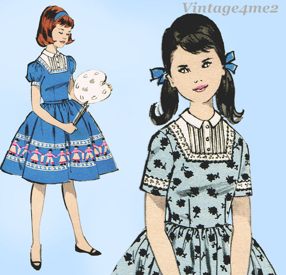 1960s Vintage Advance Sewing Pattern 9874 Uncut Little Girls Dress Sz 8