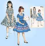 1960s Vintage Advance Sewing Pattern 9874 Uncut Little Girls Dress Sz 8