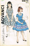 1960s Vintage Advance Sewing Pattern 9874 Uncut Little Girls Dress Sz 8