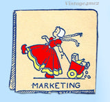 1950s VTG Aunt Marthas Embroidery Transfer 136 Uncut DOW Dutch Gal Tea Towels