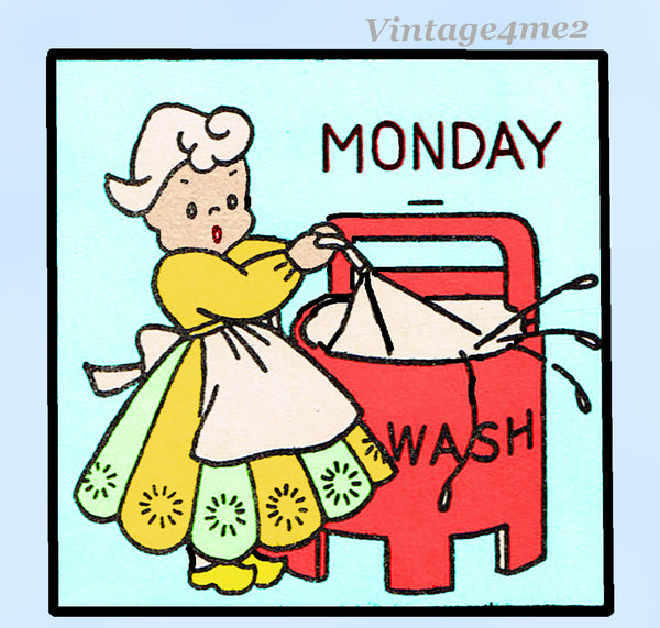 1940s Comic Cute DOW Dutch Gal Embroidery Transfers Uncut Aunt Martha 3021 ORIG
