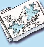 1940s Uncut Aunt Marthas Embroidery Transfer 3111 Flowers and Bird Pillowcases